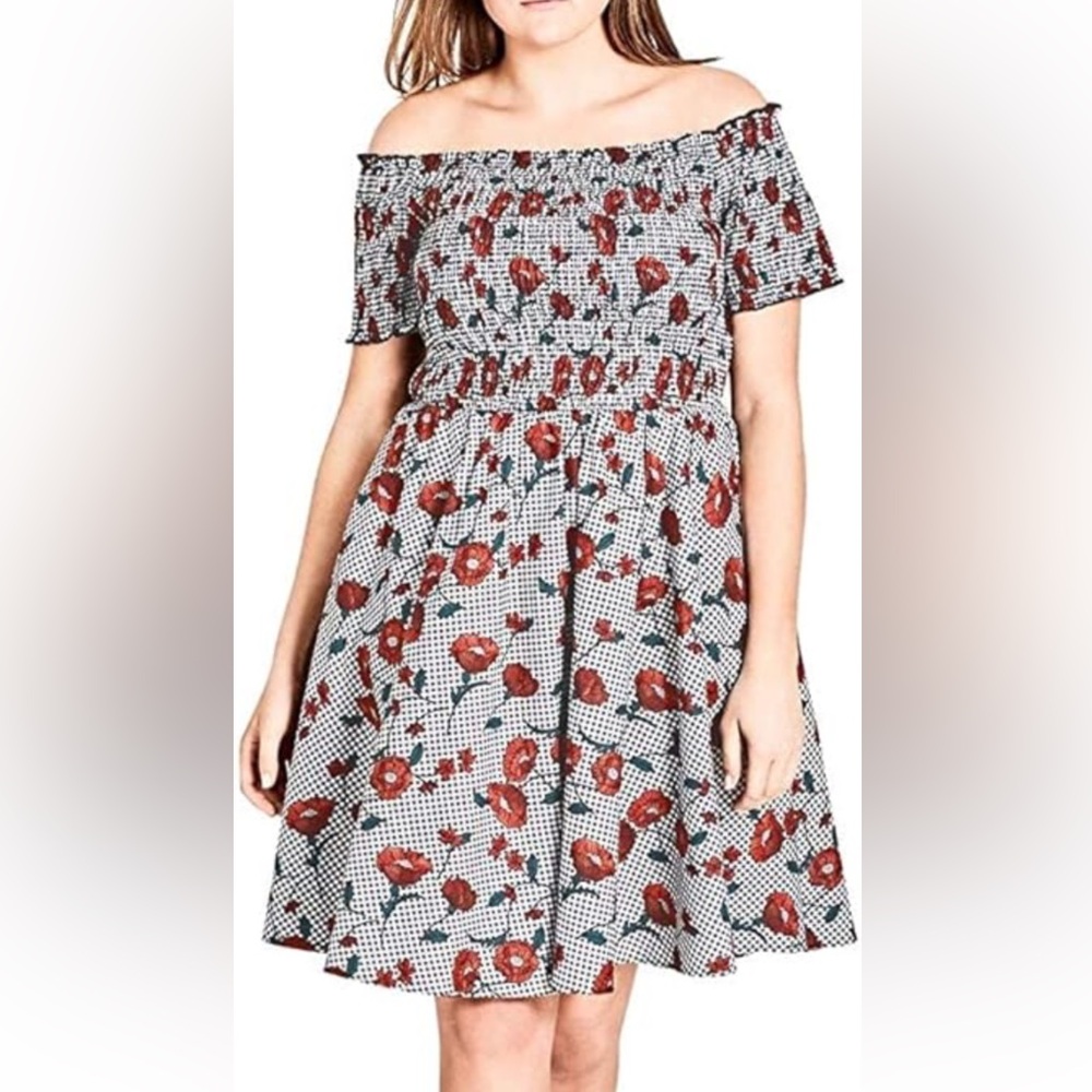 NWT City Chic Off-Shoulder Floral Midi Dress in Sz 18W